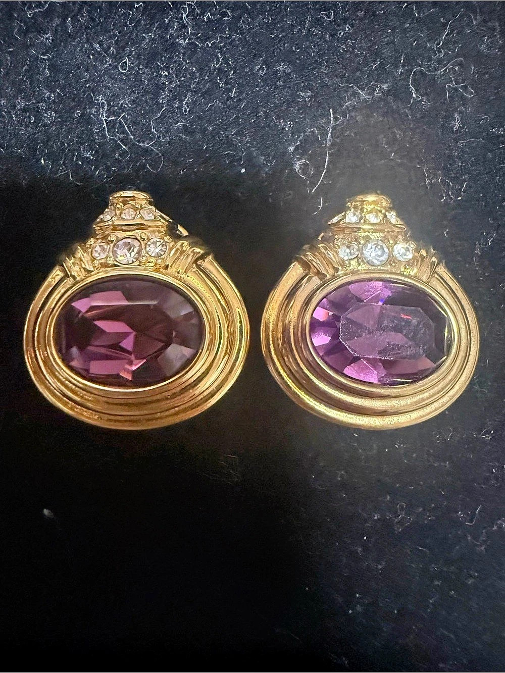 Nolan Miller Gold-Tone Purple Clip-On Earrings